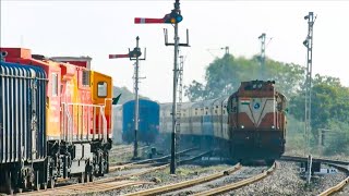 Nonstop Loud Honking:High Speed Train On S Curve:16338 Ernakulam Okha Exp:Indian Railway