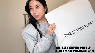 LULULEMON WUNDERPUFF & ARITZIA SUPERPUFF COMPARISON | ARITZIA HAUL UNBOXING TRY ON