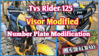 Tvs Raider 125 Modification I Visor Installation | Number Plate Modification