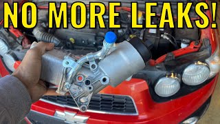 HOW TO REPLACE 2012-up CHEVROLET SONIC OIL COOLER| No more oil leaks and oilcaked Engine block!