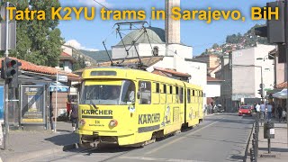 Tatra K2YU, Duewag GT8 trams in Sarajevo, Bosnia and Herzegovina, August 2022