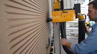 Vertical panel saw thin panel cutting by grooved mdf paneling