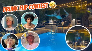 DRUNK FLIP CONTEST IN THE POOL 🤣🌊🤸🏼‍♂️ FT. TRULYBOYJOJO, CHRIS DANIELS, CURLY, & FUEGO