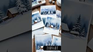 Experiment with WATERCOLOR PAINTING #winterpainting #diyholidaycards