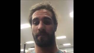 Seth Rollins mocking Goldberg