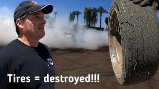 My DAD Doing Donuts In My Mustang!! SHREDDING TIRES!!