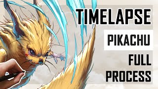 Angry Pokémon: Pikachu (PokéFantasy) | Digital Art Timelapse