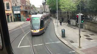 LUAS TRAM AT ST STEPHENS GREEN IN DUBLIN IRELAND