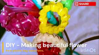 DIY | Plastic flowers from waste wires from wire bag | Home decor