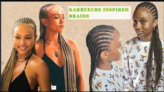 Celebrity inspired hairstyle| Small feedin cornrows on type 4 hair| Kerreuche inspired braid #4chair