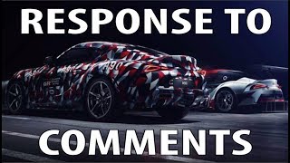 Response to my latest MK5 Supra video comments