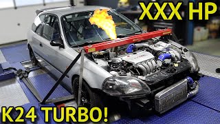 ONZE K24 TURBO HONDA CIVIC OP DE DYNO!🔥