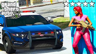 GTA 5 CRAZY GIRL FIVE STAR POLICE CHASE ESCAPE!