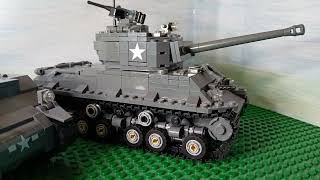 WW2 Lego Stopmotion tank battle Shemans vs a Tiger 1.