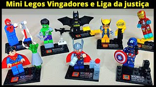 Coleção de Legos Vingadores, Liga da Justiça - Wolverine, Batman, Superman, Homem-Aranha, Hulk, Thor