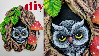 МК Панно из ваты / Сова / Ватная игрушка  / DIY Cotton wool painting / Owl