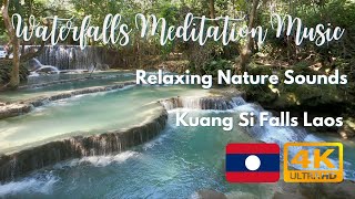 Breathtaking Waterfalls in 4K | REAL Nature Sound | Relaxing Laos Travel