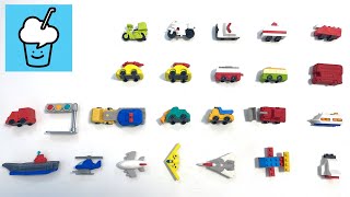 Eraser vehicles collection moped motorbike police car ambulance fire truck car carrier bus