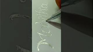 Calligraphy style writing subscribers request name "Mahitha"#calligraphy #shortsfeed #trending#viral