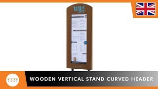 Menu Case - Wooden Vertical Stand Curved Header