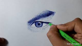 Dibujo realista de un OJO A BOLÍGRAFO | Realistic drawing of an EYE TO PEN |HD