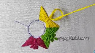 Hand Embroidery Work/Amazing embroidery butterfly 🦋 design/ #gopifashion143 #embroidery #buterfly