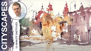 #90 Changing the Style - Spontaneous Watercolor Sketches (Watercolor Cityscape Tutorial)