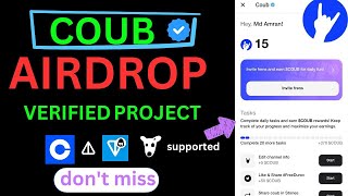 COUB AIRDROP VERIFIED PROJECT  | coinbase, TON, NOT, DOGS SUPPORTED PROJECT | Don’t miss