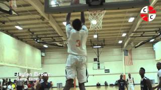 2013 Nike MDC: Jaylen Brown catches reverse alley oop