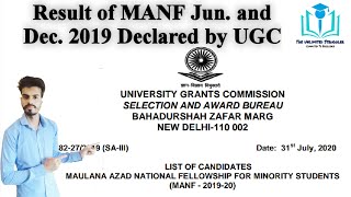 UGC declared Maulana Azad National Fellowship result for Jun & Dec 2019 | Santosh Kumar Sankhyan