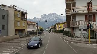 Truck Driving--Among the mountains, the Italian Alps on a December day