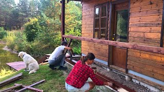 Замена гнилой балки на террасе бани