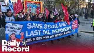 Grangemouth workers bring Royal Mile to a standstill in protest over oil refinery closure