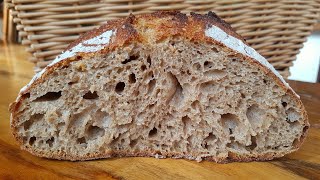 Delicious Airy Brown Sourdough Bread - Full Autolyse Overnight