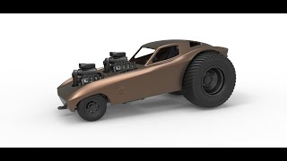 3D printable Pulling truck 2wd with Car shell Version 2 Scale 1:25 3D model view