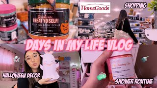 DAYS IN MY LIFE VLOG: Halloween decor shopping, haul, family time, & morning shower routine