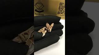 18K Yellow Gold VCA Two Butterfly Earrings MOP Diamond #18kearring #vcaearring #vca #vancleefarpels