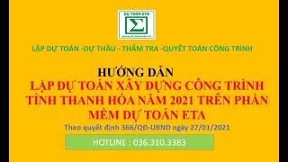 LẬP DỰ TOÁN XÂY DỰNG CÔNG TRÌNH TỈNH THANH HÓA NĂM 2021