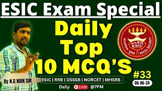 🔴 LIVE: ESIC Nursing Officers Exam Special | Top 10 MCQs | 33 Days to Go | Nidhya Nursing 🔴 #esic