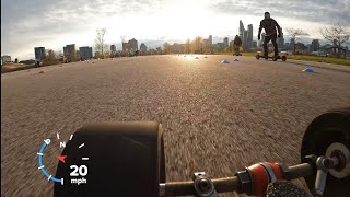 Golden Hour at Intro 2 Speed Chicago - Stooge V5 - electric skateboard racing practice