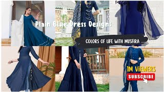 Blue Plain Dress Designs #colorsoflifewithmusfira #viral