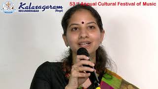 Kalasagaram's 53rd Annual Cultural Festival of Music, 29th Nov 2020