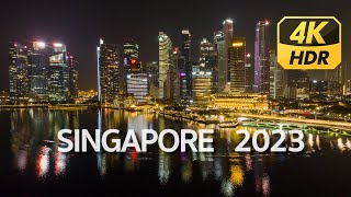 SINGAPORE 2023 [4K] NIGHT at Marina Bay Sand by Drone