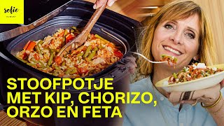 Makkelijk stoofpotje met kip, chorizo, orzo en feta | Sofie Dumont