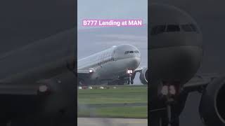 Boeing B777 Qatar Airways landing at Manchester UK