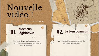 Mon point de vue sur les élections législatives et leurs lien étroit avec le bien commun.