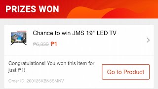 Shopee ₱1 Piso Game Winner JMS 19 inch LED TV 2268S Unboxing