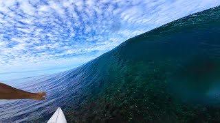 INSANELY SHALLOW GLASSY WAVES - POV SURF CLIP | Indonesian Reef