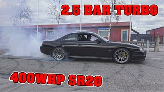 Nissan s14 sr20 400whp Burnouts and Pulls