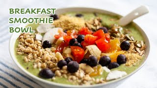 10+ ingredients breakfast smoothie bowl| thick and creamy with a crunchy twist | smoothie recipes